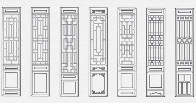 德格常用中式仿古花窗图案隔断设计图